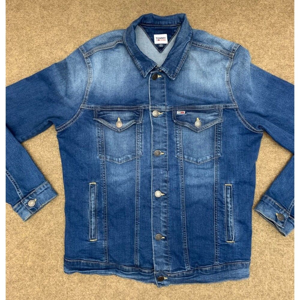 Vintage Tommy Hilfiger Jacket Mens Xl Trucker Cowboy Jean Heavy Y2k Denim